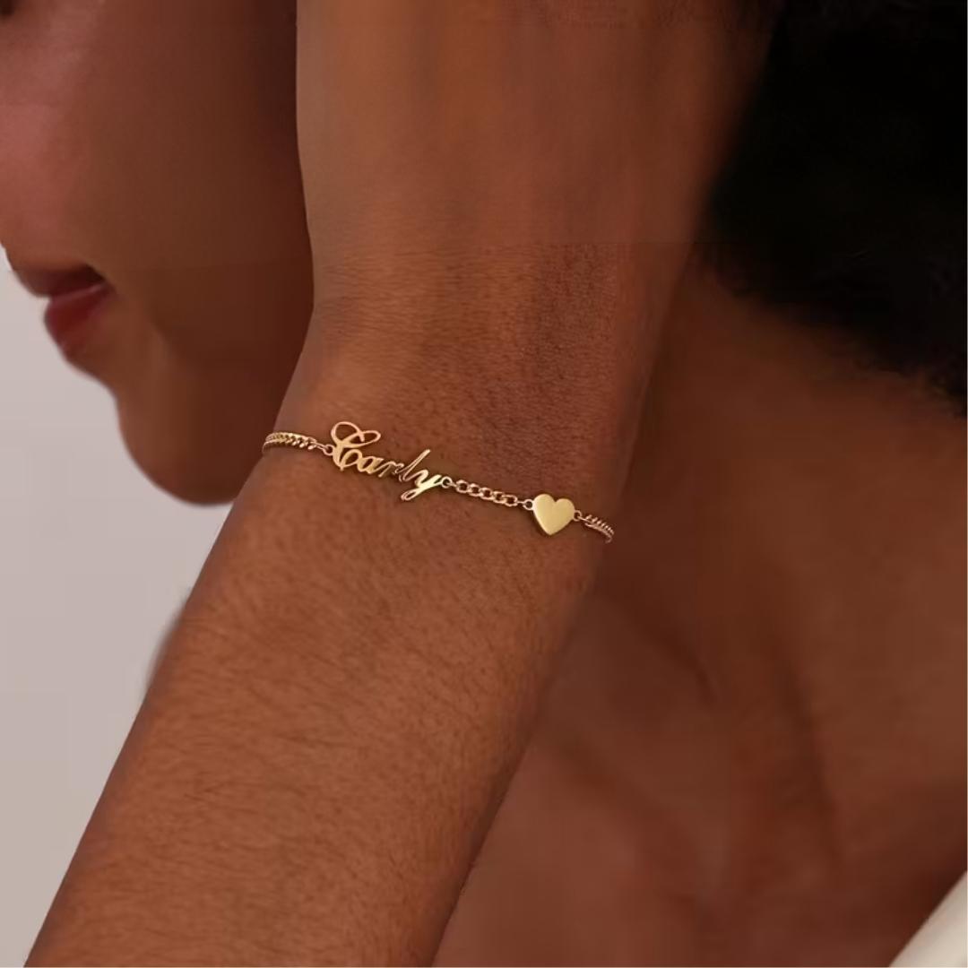 Kişiselleştirilmiş Özel İsim Kalpli Bileklik