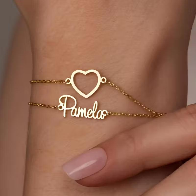 Kişiselleştirilmiş Çift Zincir İsim Bileklik