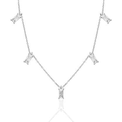 Sıralı Baget Taşlı Kolye - 925 GÜMÜŞ