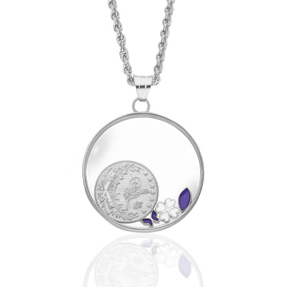 Monogramlı Cam Şans Kolyesi - 925 GÜMÜŞ