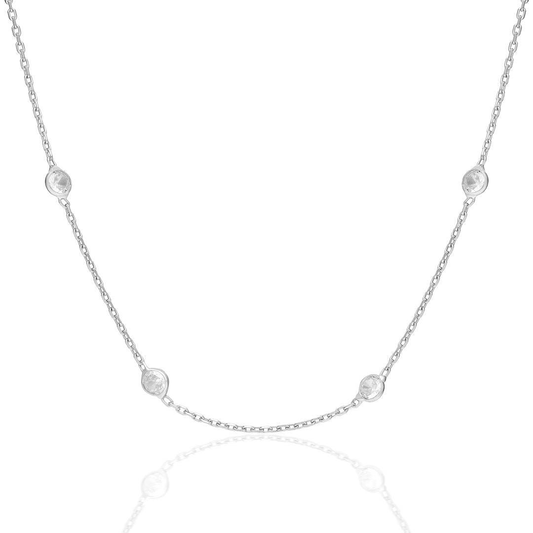 Beyaz Taşlı Kolye - 925 GÜMÜŞ