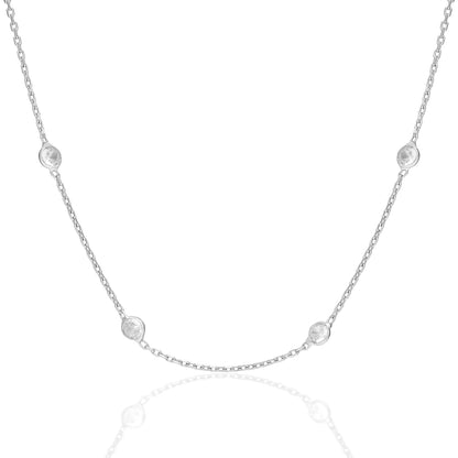 Beyaz Taşlı Kolye - 925 GÜMÜŞ