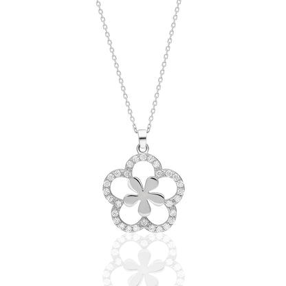 Çiçek Görünümlü Kolye - 925 GÜMÜŞ