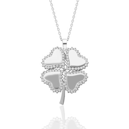 Kalpli Yonca Kolye - 925 GÜMÜŞ