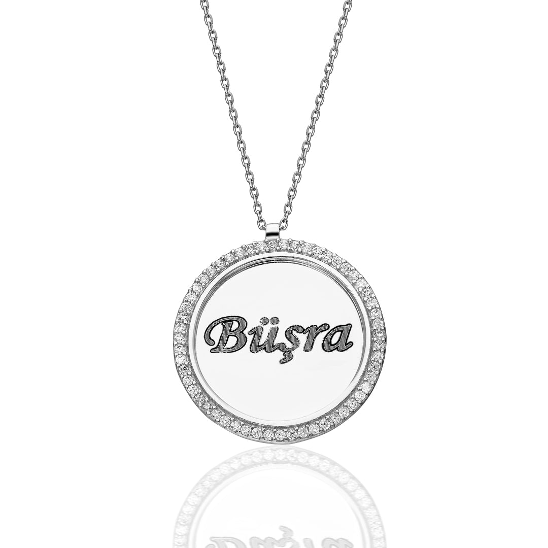 Taş Plaka İsim İşlemeli Kolye - 925 GÜMÜŞ