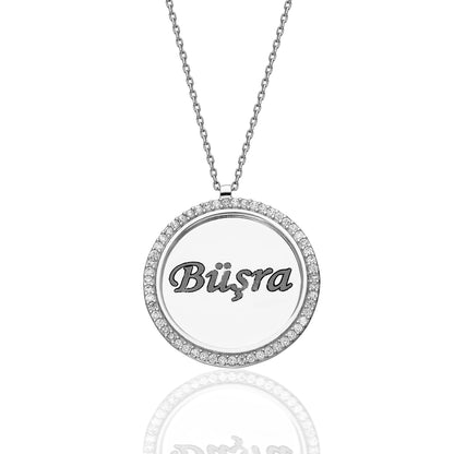 Taş Plaka İsim İşlemeli Kolye - 925 GÜMÜŞ