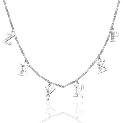 Harfli Yarım Taş Kolye İsimli Kolye Modeli 2 - 925 GÜMÜŞ