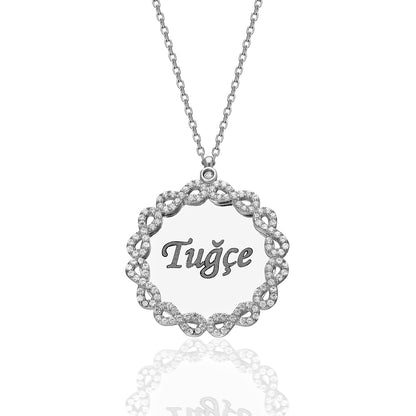 Harfli İsim Kolye Sonsuzluk Plakalı - 925 GÜMÜŞ