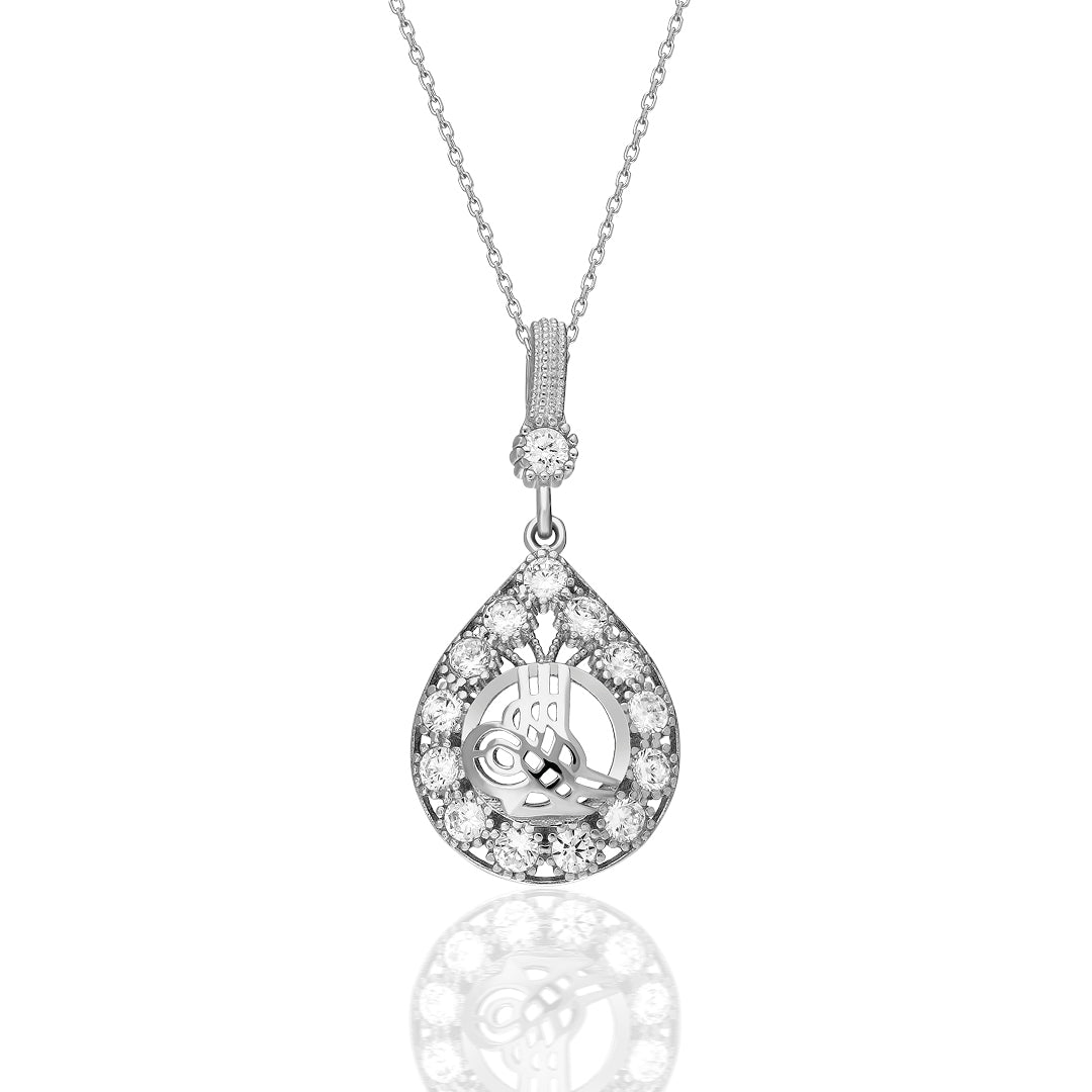 Su Damlalı Monogram Kolye - 925 GÜMÜŞ