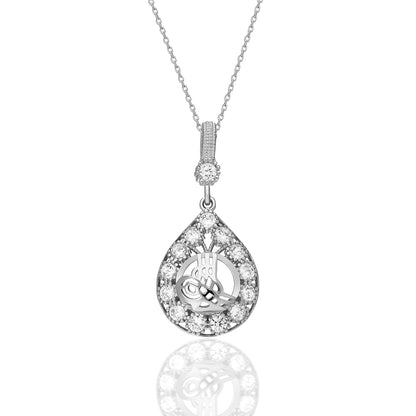Su Damlalı Monogram Kolye - 925 GÜMÜŞ