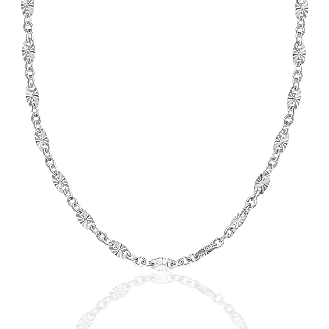 Vintage Desenli Düz Kolye - 925 GÜMÜŞ