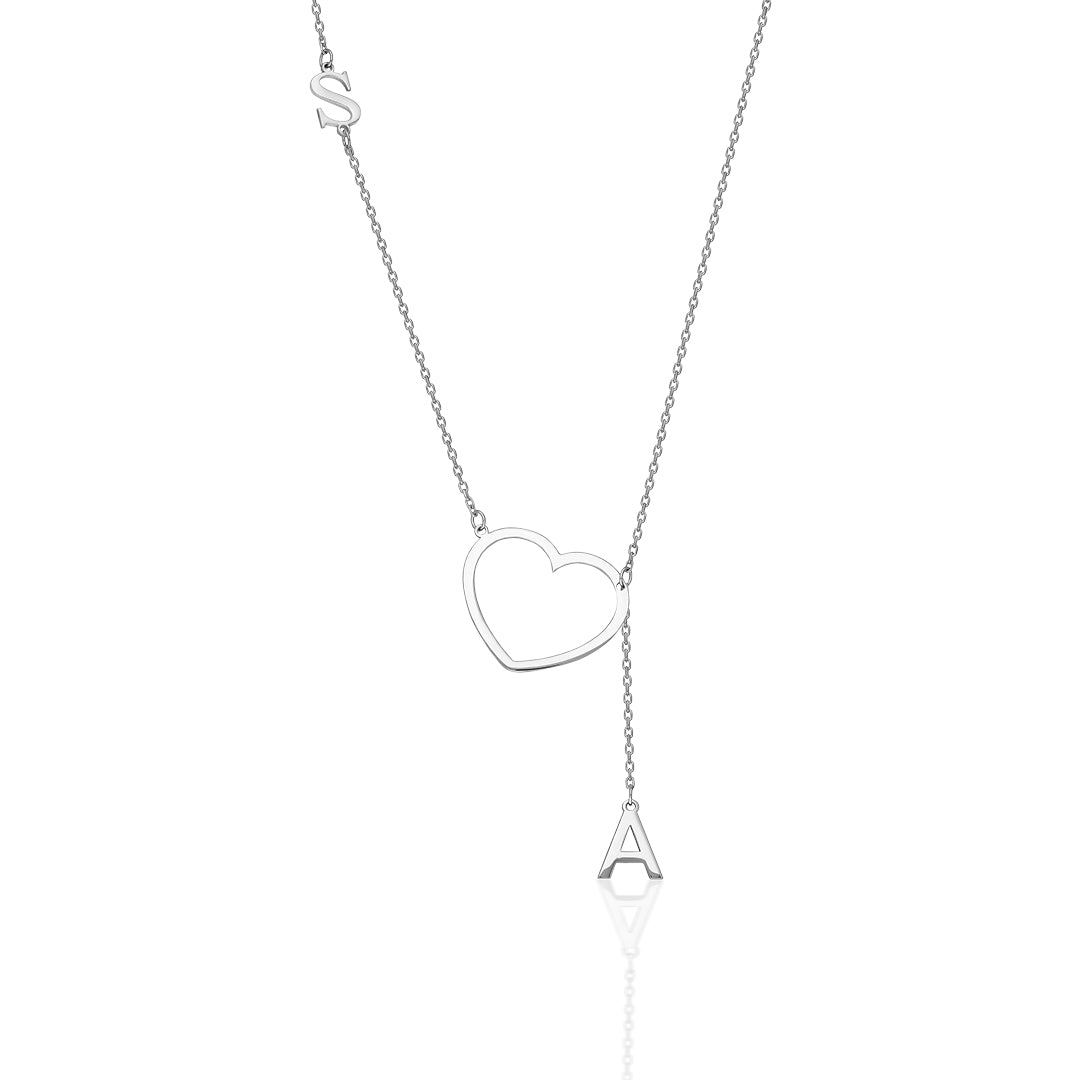 Kalpli Harf Sallantılı Kolye - 925 GÜMÜŞ