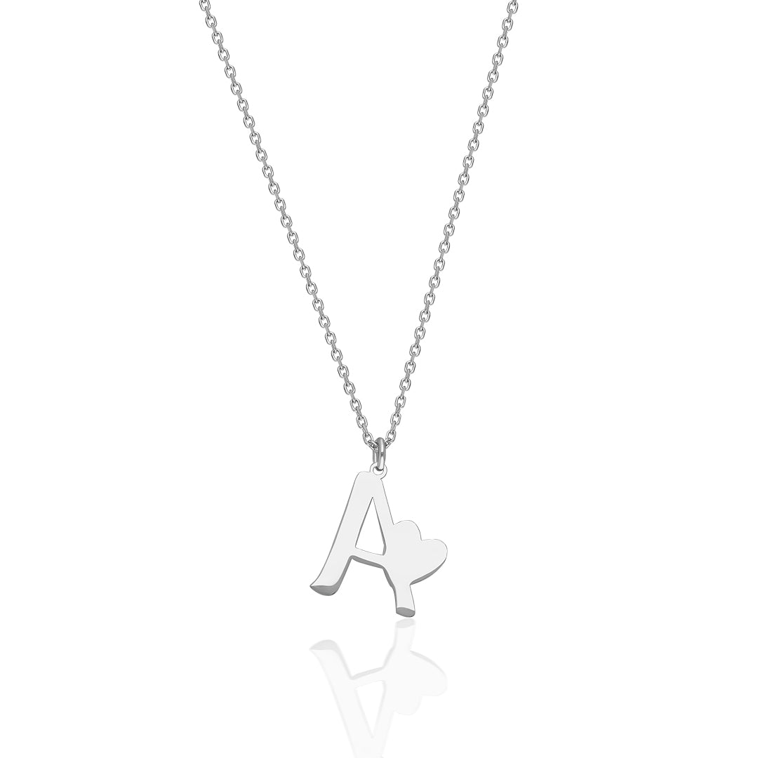 İsimli Kolye - Kalp Harf Kombinli Kolye - 925 GÜMÜŞ