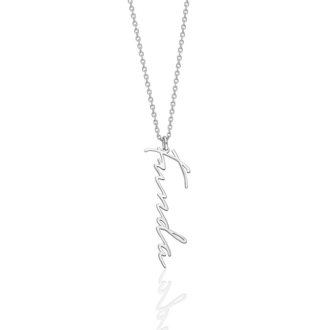 Dikey El Yazısı Kolye - 925 GÜMÜŞ