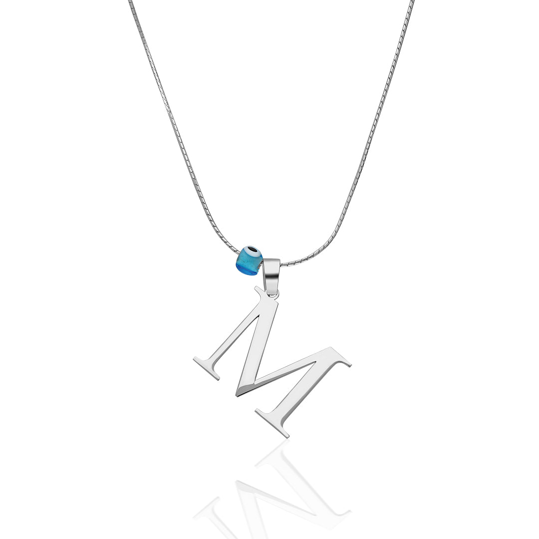 Nazar Yan Harfli Kolye - 925 GÜMÜŞ