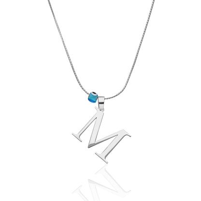 Nazar Yan Harfli Kolye - 925 GÜMÜŞ