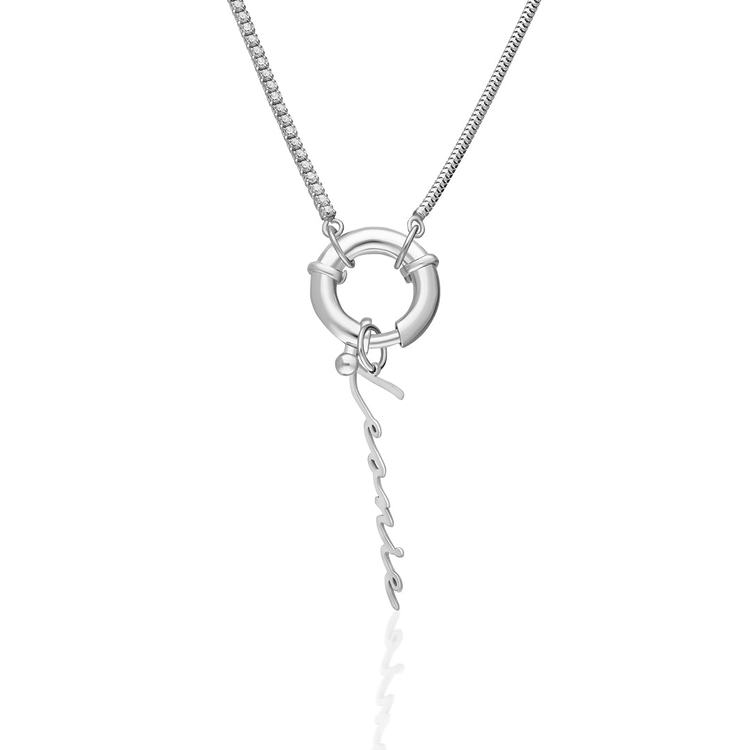 Denizci Kilitli İsim Kolyesi - 925 GÜMÜŞ