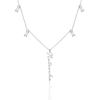 Baget Taşlı İsimli Kolye - 925 GÜMÜŞ