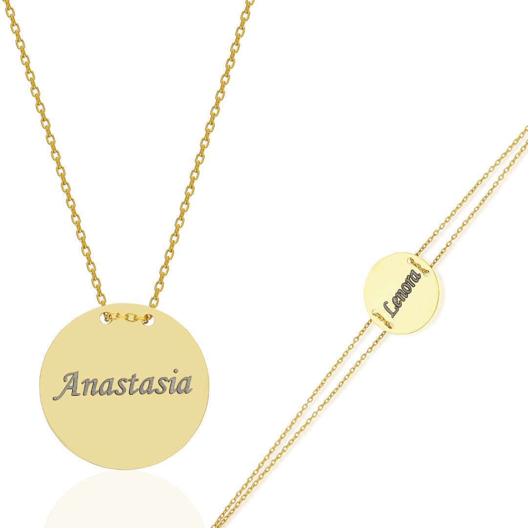 İsimli 14K Gold plaka seti