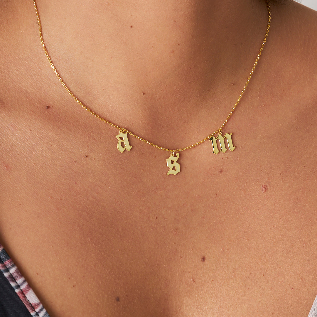 Harfli Gotik Kolye - 925 GÜMÜŞ