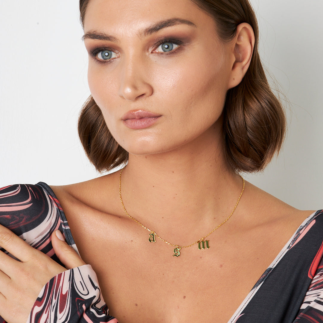 Harfli Gotik Kolye - 925 GÜMÜŞ