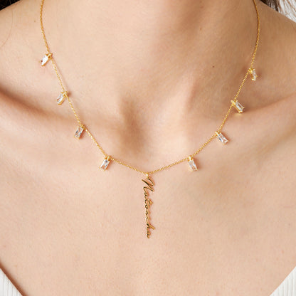 Baget Taşlı İsimli Kolye - 925 GÜMÜŞ