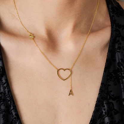 Kalpli Harf Sallantılı Kolye - 925 GÜMÜŞ