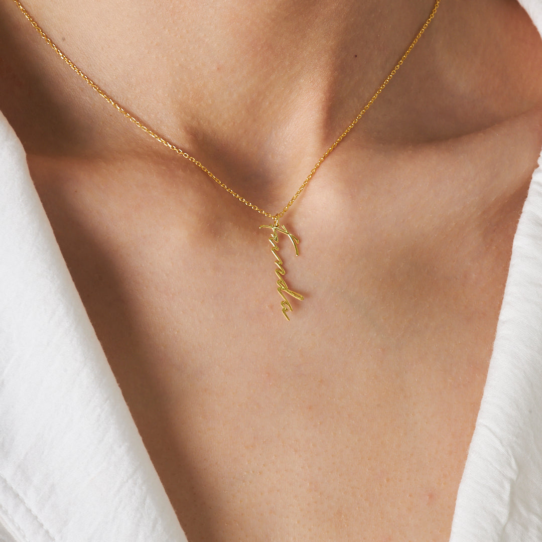 Dikey El Yazısı Kolye - 925 GÜMÜŞ