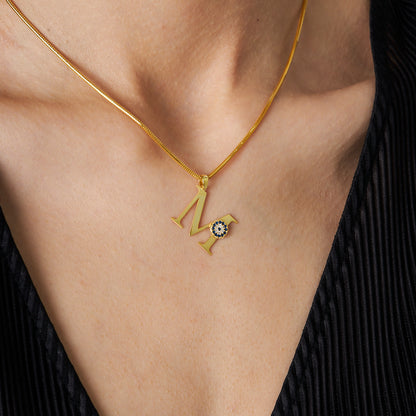 Nazar Detay Harfli Kolye - 925 GÜMÜŞ