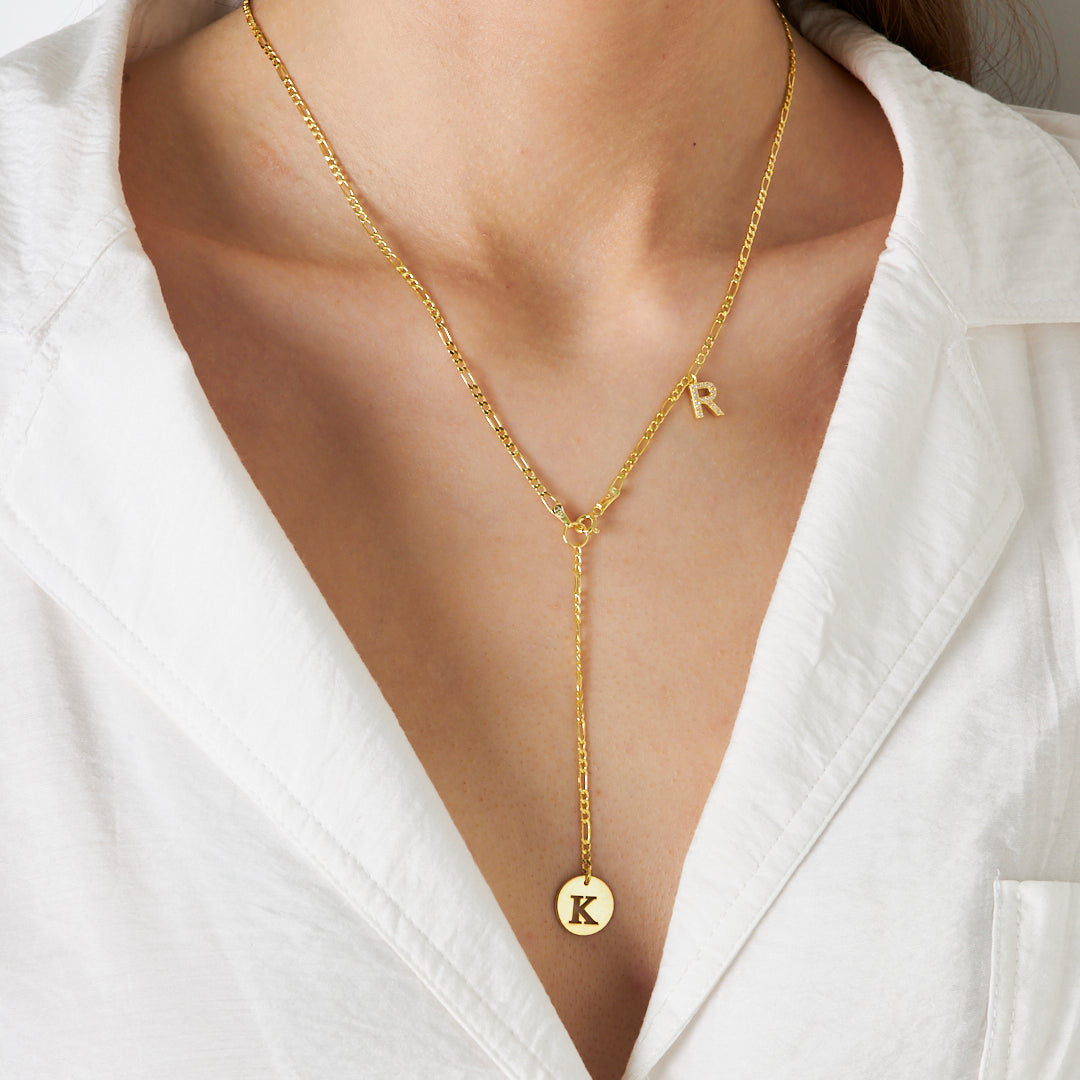 Figaro Zincirli Harf Kolye - 925 GÜMÜŞ