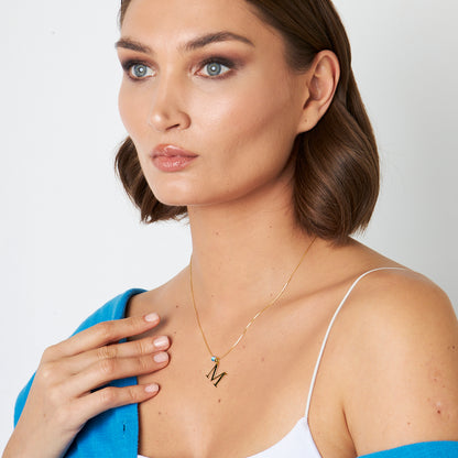 Nazar Yan Harfli Kolye - 925 GÜMÜŞ