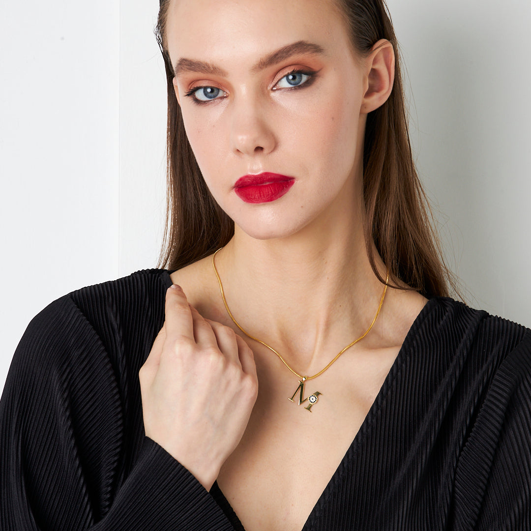 Nazar Detay Harfli Kolye - 925 GÜMÜŞ