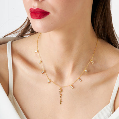 Baget Taşlı İsimli Kolye - 925 GÜMÜŞ