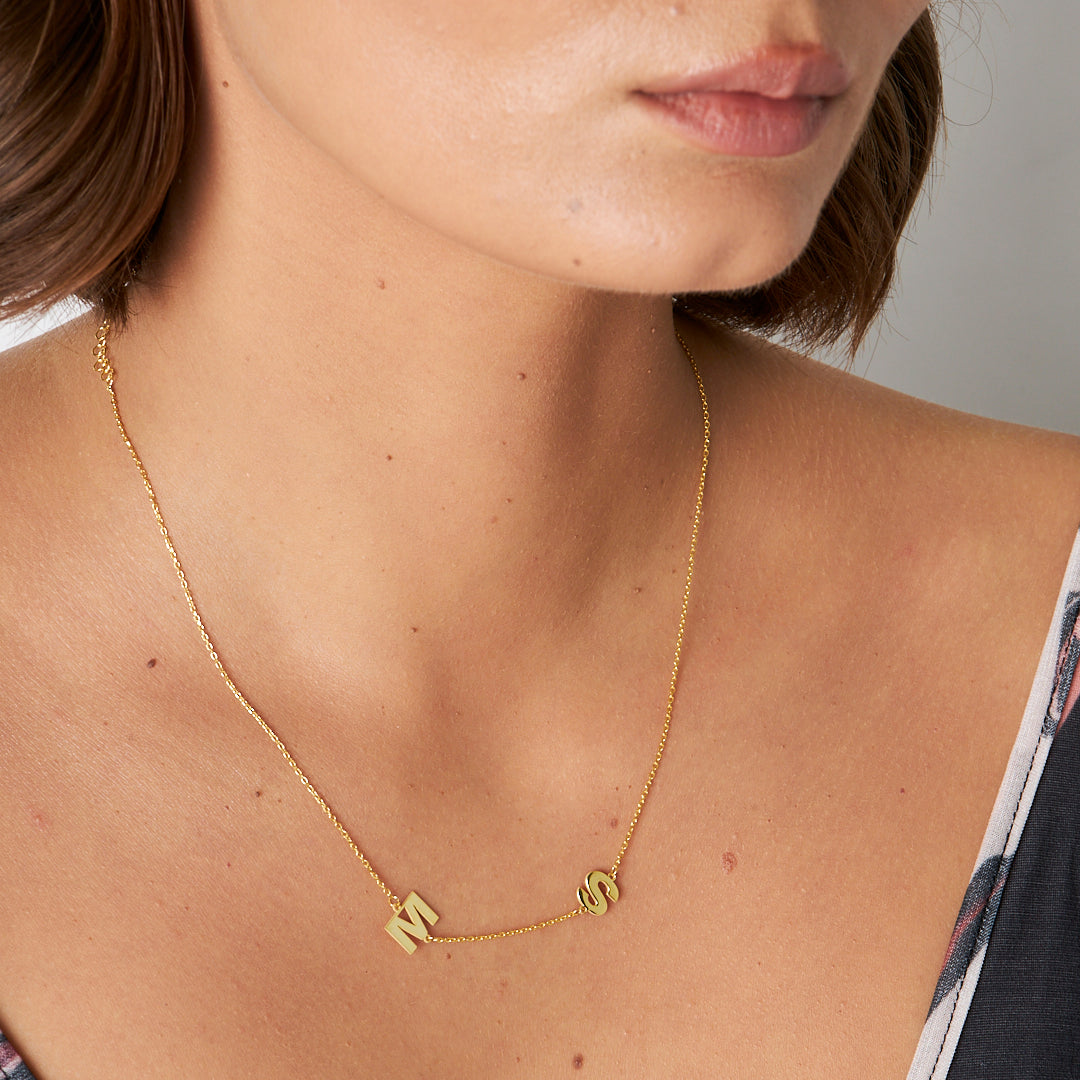 Çift Harfli Kolye - 925 GÜMÜŞ