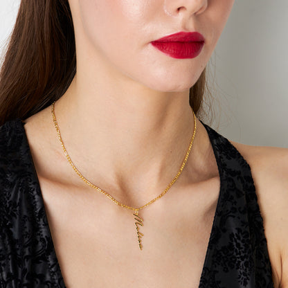 Dikey Tasarımlı İsim Kolye - 925 GÜMÜŞ