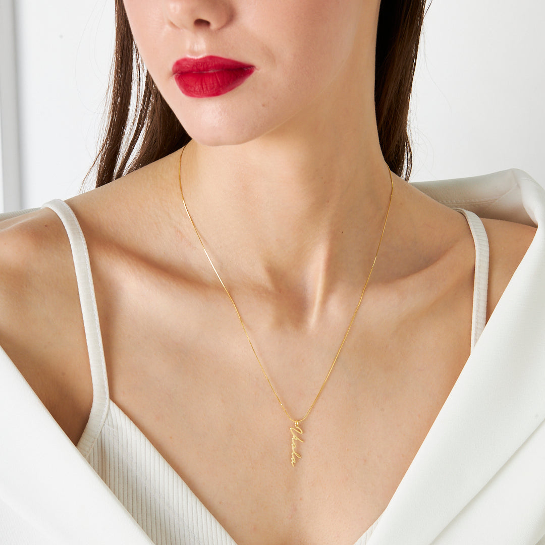 Balıksırtı Desenli İsimli Kolye - 925 GÜMÜŞ