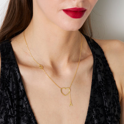 Kalpli Harf Sallantılı Kolye - 925 GÜMÜŞ