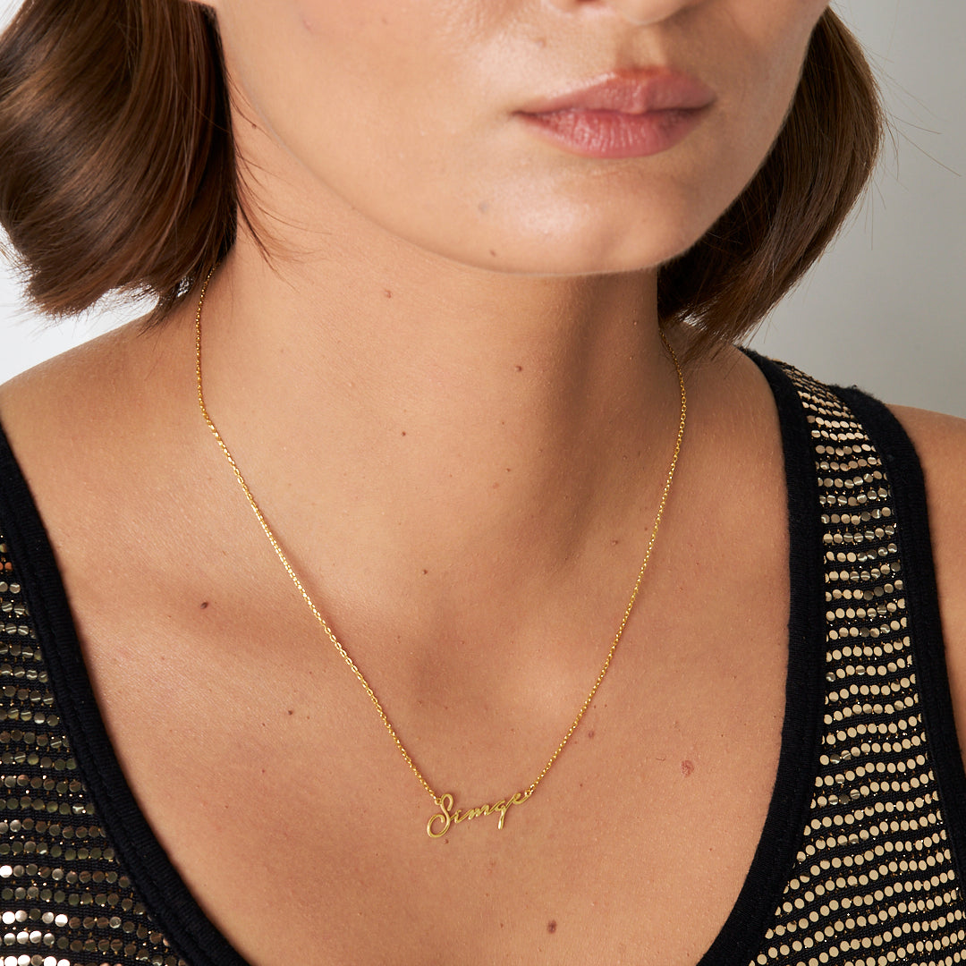 İmza Yazı Tipi Yatay İsimli Kolye - 925 GÜMÜŞ