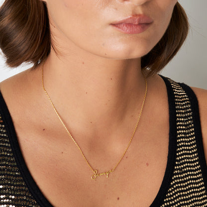 İmza Yazı Tipi Yatay İsimli Kolye - 925 GÜMÜŞ