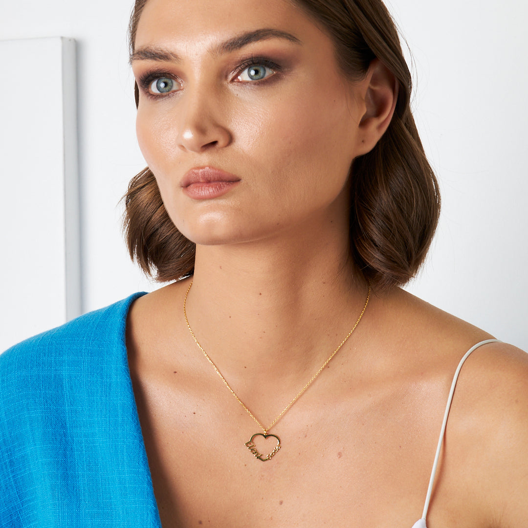 Kalpli İsim Kombinli Kolye - 925 GÜMÜŞ