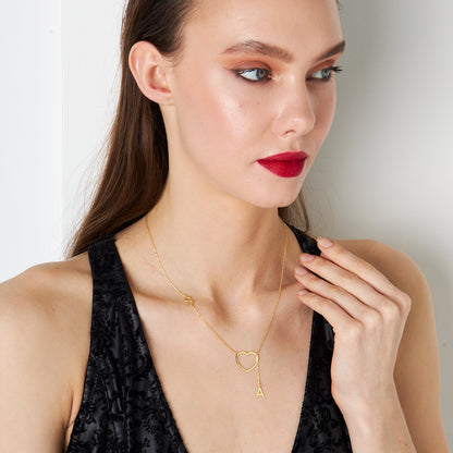 Kalpli Harf Sallantılı Kolye - 925 GÜMÜŞ