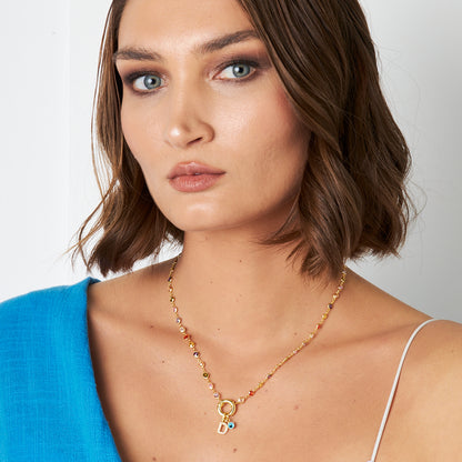 Nazar Harfli Rengarenk Kolye - 925 GÜMÜŞ