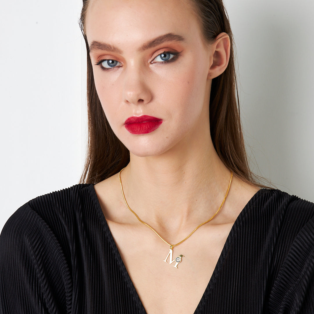 Nazar Detay Harfli Kolye - 925 GÜMÜŞ