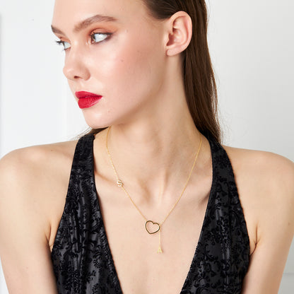 Kalpli Harf Sallantılı Kolye - 925 GÜMÜŞ