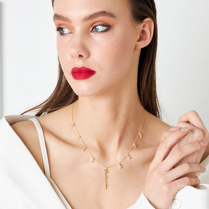 Baget Taşlı İsimli Kolye - 925 GÜMÜŞ