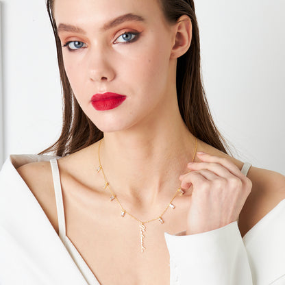 Baget Taşlı İsimli Kolye - 925 GÜMÜŞ