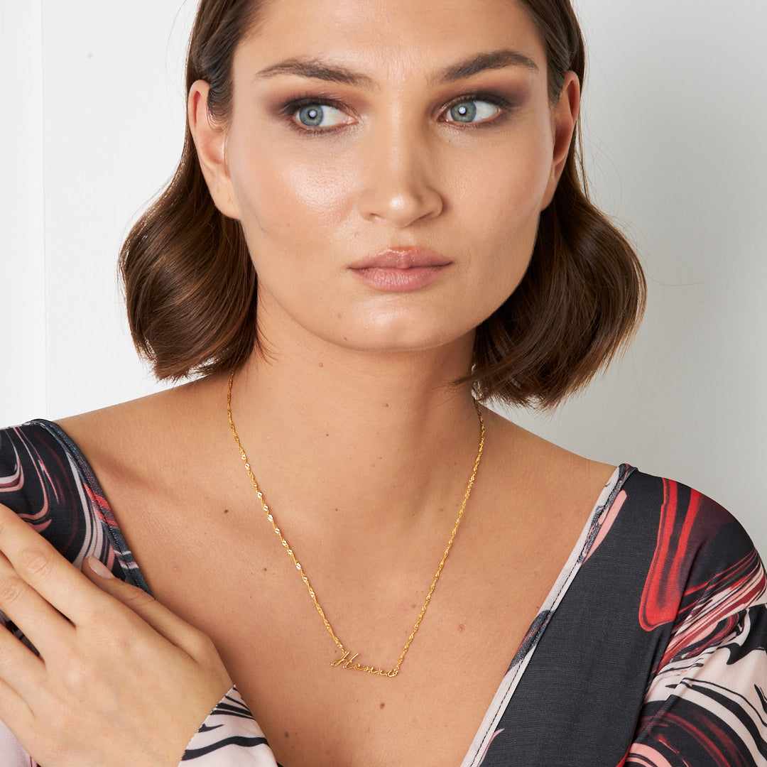 Burgu Zincirli İsim Kolye - 925 GÜMÜŞ