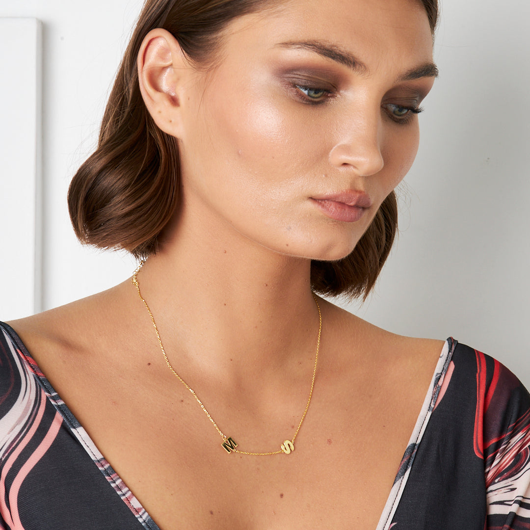 Çift Harfli Kolye - 925 GÜMÜŞ