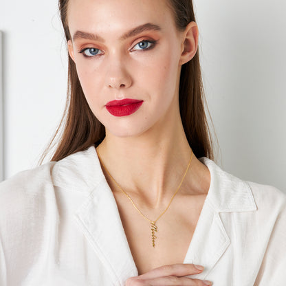 İsim Yazılı Dikey Kolye - 925 GÜMÜŞ