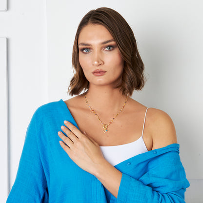 Nazar Harfli Rengarenk Kolye - 925 GÜMÜŞ